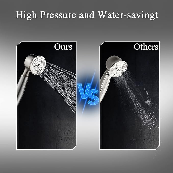 Senlesen Brushed Nickel Bathroom Single Handle Freestanding Bathtub Faucet Floor Mounted Waterfall Tub Filler with Hand Shower Set