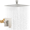 Airuida Shower Faucet Set and Handle Set Single Function Shower Trim Kit Ceiling Mount Rainfall Shower System with Male Threads and Rough-in Valve 10 Inch Square Shower Head Brushed Nickel