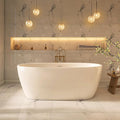 59" Acrylic Freestanding Bathtub, Tap Deck Bathtub, Stand Alone Tub, Soaking Tub with Integrated Overflow and Drain, cUPC Certified