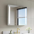 WELLFOR 36" X 30" LED Medicine Cabinet with Mirror, Double Opening Door, Recessed or Surface Cabinet Mirror, Bathroom Mirror Cabinet, Medicine Cabinet with Lights with Outlets & USB Ports