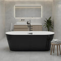 Freestanding Bathtubs 67 inch Black and White Acrylic Free Standing Bath Tub, Luxury Soaking Tub with Integrated Overflow, Ideal for Home Spa or Renovation