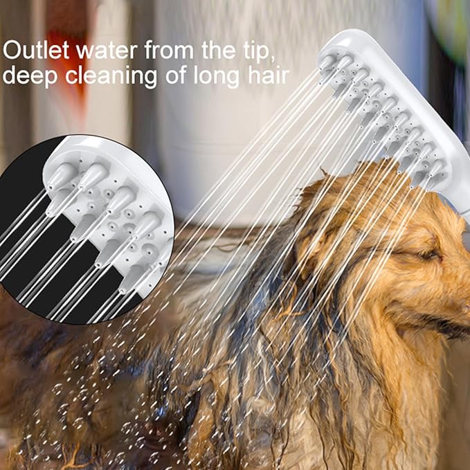 Pet Shower Sprayer – Bathing Sprayer Massage Showerhead For Dogs, Pet Showerhead For Combing And Grooming | Ideal For Garden, Yard, Bathroom, Camping, Outdoor Cleaning, Pets Care, Bath Time, Travel