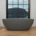 GIVINGTREE 65'' Freestanding Solid Surface Resin Stone Bathtub, Contemporary Design Stand Alone Tub with Pop-up Drain and Overflow, cUPC Certified, Matte Grey(Oval)