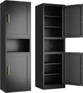 Tall Narrow Storage Cabinet 66.93" H Tall Bathroom Cabinet Metal Pantry Cabinets, 4 Adjustable Shelves for Kitchen, Home Office, Living Room, Dinning Room (20 inches Wide Black)