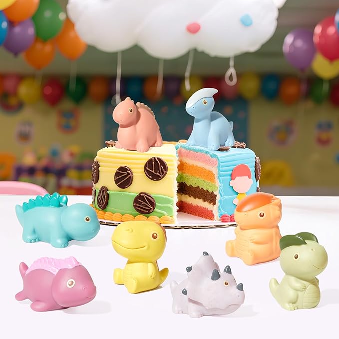 Bath Toys, Dinosaur 9 Pack | Sealed, No Hole & Mold Free Bath Toys Design | Soft, Squeezable & Float on Water | Safe & Non-Toxic Easy-Grip Baby & Toddler Bath Toy Set | Baby Pool Toys