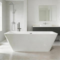 66'' Acrylic Freestanding Bathtub, Deep Soaking Tub with Non-Slip Base, cUPC Certified Free Standing Tub, Chrome Drain Bath Tub, Modern Tub for Bathrooms, White