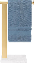 Stainless Steel L-Shaped Hand Towel Holder, SUS304 Bathroom Towel Rack with Thickened Base for Countertop Vanity (Gold, Square Base)