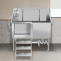 Stainless Steel Dog Cat Pet Grooming Bath Tub (w/Faucet, Sprayer, Shampoo Rack)