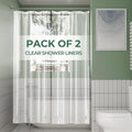AmazerBath Stall Shower Curtain Liner 2 Pack, 36 x 72 Inches PEVA Plastic Shower Liner with 2 Weighted Stones and 6 Rustproof Metal Grommet, Lightweight Waterproof Shower Curtain - Clear