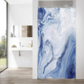 MitoVilla Navy Blue Marble Small Stall Shower Curtain 36 x 72, Abstract Ombre Half Size Narrow Shower Curtain Set, 36 inch Modern Fabric Shower Curtains for Chic Luxury Bathroom Decor