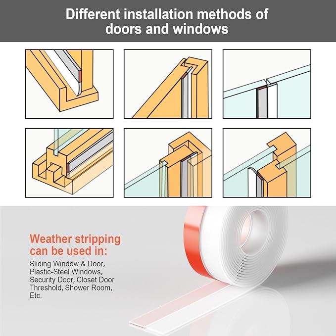Shower Door Seal Strip, 36ft Silicone Door Frame Sealing Strip for Glass Doors, Bottom & Side Door Gap Filler, 2 Inch Wide Shower Glass Door Seal