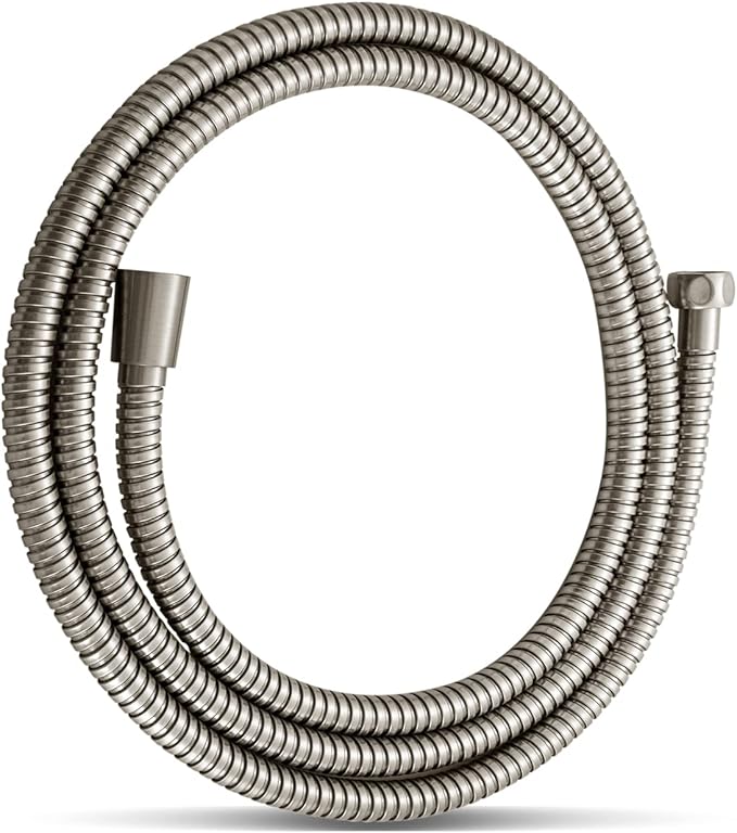 OFFO Shower Hose, Brushed Nickel Kink Free Stainless Steel Shower Hose Attachment Electroplating Handheld Shower Head Hose Flex Hoses Extension with Brass Insert & Nut for Pet Bathing Cleaning 80 in