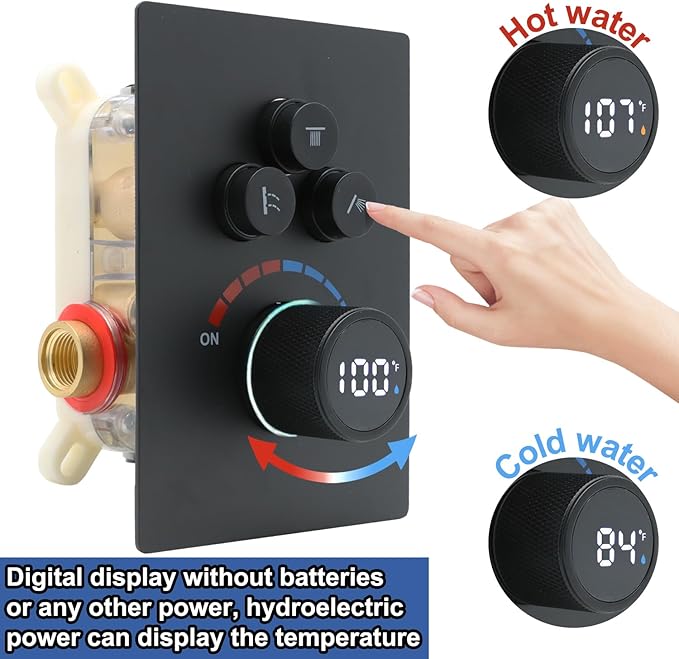 Shower System 12 Inches Rainfall Shower System Shower Head System for Bathroom 3 function shower system set Shower Faucet Rough-in Valve