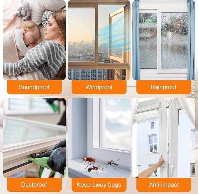 33.3FT Self-Adhesive Weather Stripping Seal for Door Frames and Sliding Windows, Weatherstripping for Soundproofing, Dustproof, Window Insulation for Winter, 0.35'' Wide x 0.9'' Thick, Grey