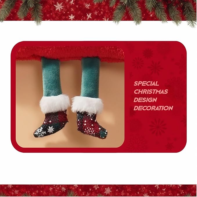 Cesqouc® 4pcs New Hand Towels with Hangable Linen and Christmas Decorative Feet with Christmas Patterns:Santa Claus,Witch Hat,Snowman,Elk for Bathroom/Kitchen/Living Room