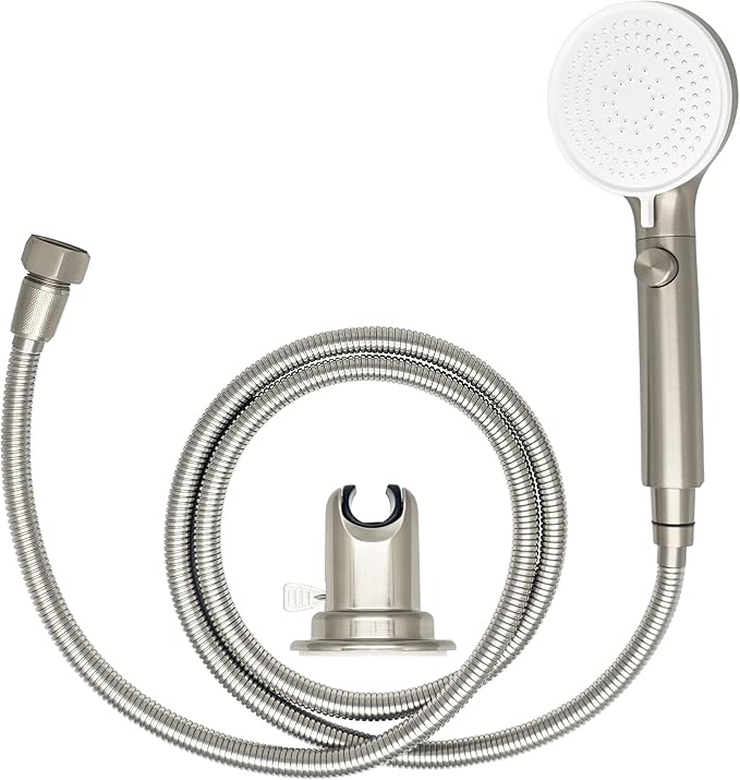 RV Outdoor Shower Head Kit with Garden Hose Fitting and Suction Cup - RV Outside Shower - Easily Installed and Removed On Outside of Camper