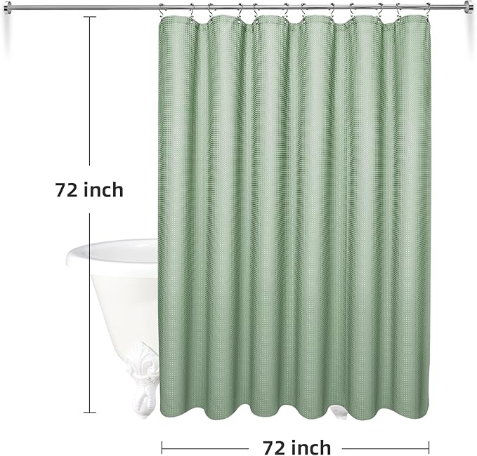 LaCyan 3 in 1 Waterproof Waffle Weave Shower Curtain and Clear Liner Set with 12 Stainless Steel Hooks Double Sided for Bathroom 72 Inches Heavy Duty Polyester Fabric Shower Curtains 72x72