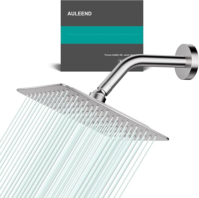 Square Rain Shower Head, High Flow Stainless Steel,Work with any decorative style，All Metal Rainfall Shower Head (Brushed Nickel, 8)