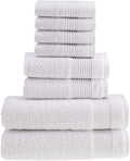 HALLEY Turkish Cotton Towels (Set of 8) 2 Bath Towels 2 Hand Towels 4 Washcloths, Super Soft Highly Absorbent 100% Cotton Towels for Bathroom and Kitchen for Mother’s Day (White)