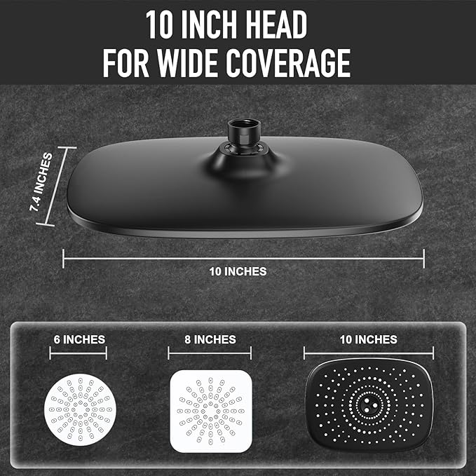 Veken 10 Inch Rain Shower Head with Handheld, High Pressure Rainfall Showerhead Combo with 5 Handheld Water Spray Modes for Bathroom Accessories, Home Decor, Detachable Dual Shower Heads, Matte Black