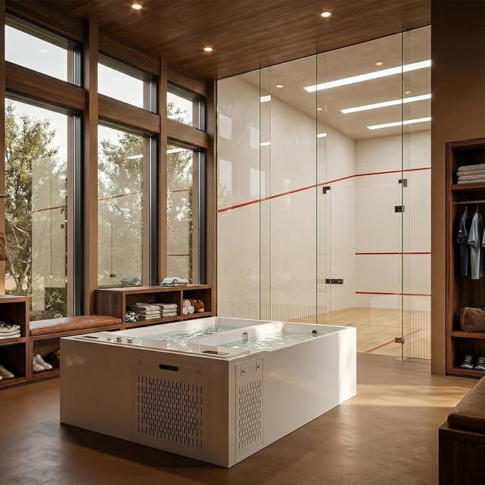Empava Luxury 79" Dual-Zone Hot & Cold Tub: Whirlpool Bathtub with Hydro-Massage & Cold Plunge with Smart Chiller – Featuring Ozone, App Control for Recovery & Wellness Rituals