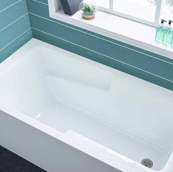 Swiss Madison Well Made Forever SM-AB540 Voltaire Alcove Tub with Armrest 60" x 30" in Glossy White