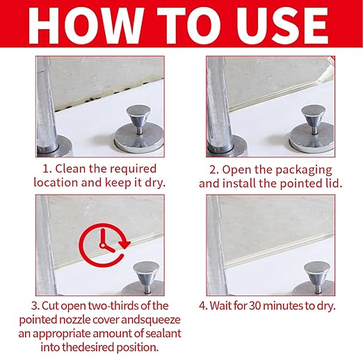 Clear Silicone Caulk, Silicone Sealant, Multipurpose, Waterproof Sealant, Ideal Choice for Small Repairs in Kitchens and Bathrooms(4 Oz)