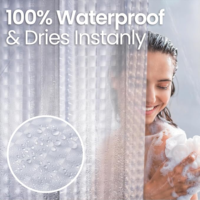 LiBa Waterproof PEVA 8G Shower Curtain, Plastic for Shower Stall, Bathtubs, Heavy Duty Bathroom Shower Curtain, Weighted Magnets,Rustproof Grommets - 3D Cat Eyes Pattern, 72x72