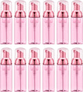 Lil Ray 2 Oz Empty Clear Rose Red Foam Pump Bottle, Travel Foamer Soap Dispenser for Lash Shampoo, Hand Soap, Foaming Cleaner(Rose Red Pump, 12 PCS)