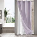 MitoVilla Purple Waffle Small Stall Shower Curtain Liner Set 36 x 74, No Hooks Required Half Size Narrow Fabric Cloth Shower Curtain Set with Snap-in Liner for Modern Bathroom Decor, Lavender