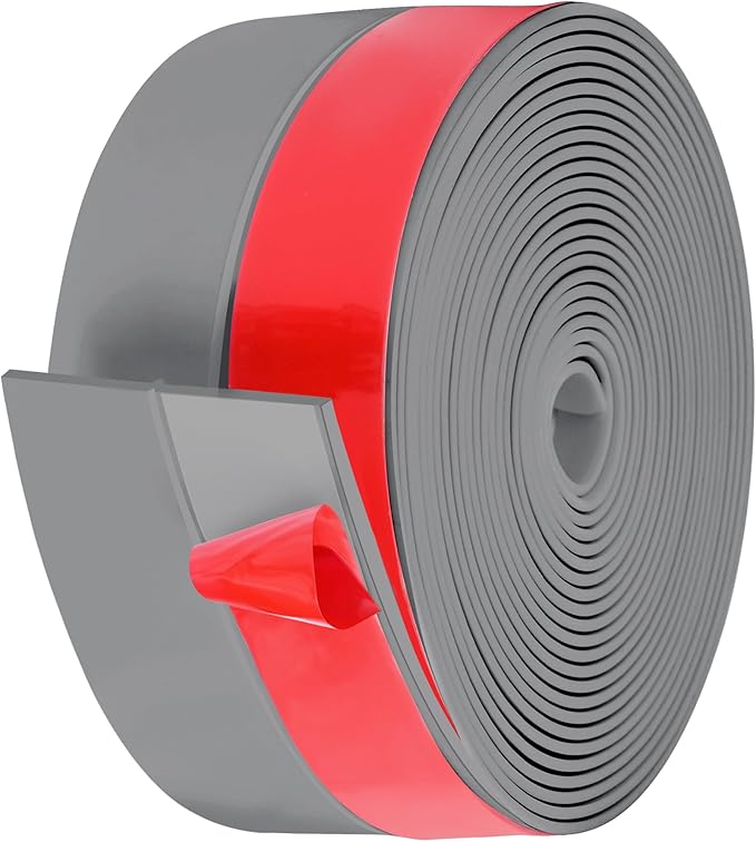 MYFAMIREA Door Weather Stripping 3IN (W) x 20FT (L) Door Draft Stopper Seal Tape Silicone Seal Strip Self Adhesive Shower Sweep Insulation Tape Side Bottom Strip for Sliding Glass Window Gap, Gray