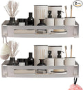 NearMoon Bathroom Shower Caddy 2 Pack, No Drill 304 Stainless Steel Shower Organizer with 2 Hooks (Shower Shelf, Brushed Nickel)