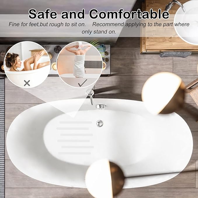 S&X Bathtub Non Slip Stickers,Gritty Textured Slip-Resistant Treads - 3/4 x 11 Inches - 12 of Pack (Clear)