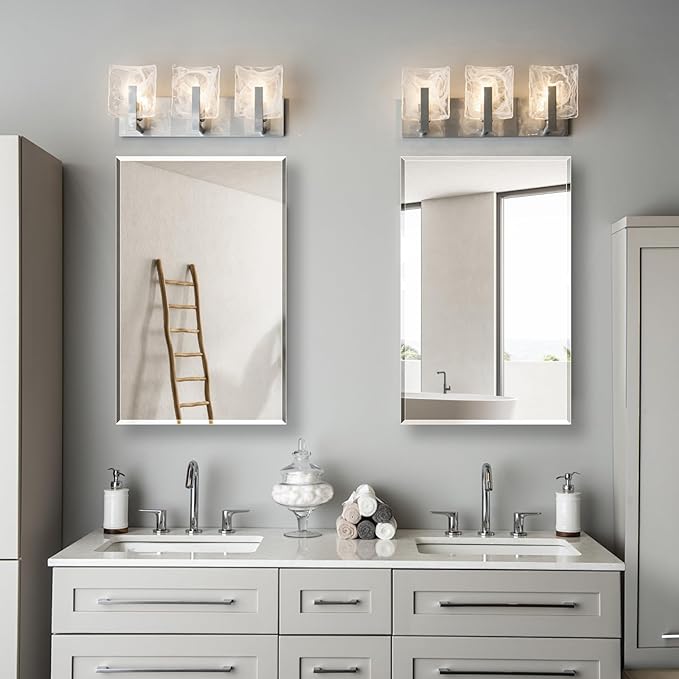 Bathroom Medicine Cabinet with 28x28 in Square Beveled Frameless Mirror,Wall Mounted Mirror Cabinet for Bathroom Toilet Kitchen,Recess or Surface Mount