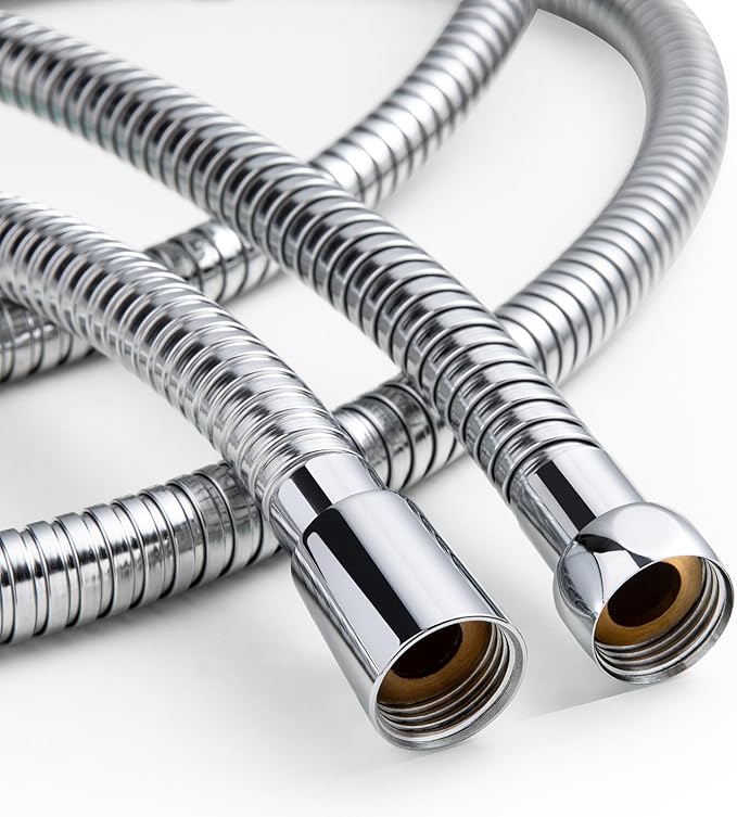 OFFO Shower Hose High Flow 0.43” Large Bore, 48 in Kink Free Stainless Steel Shower Head Hose Replacement G1/2”, Leak-proof Extra Long Flex Handheld for Pet Bathing Cleaning, Chrome