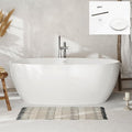 FerdY Tahiti 67" Freestanding Bathtub Elegant Oval Shape, Glossy White Double Walled Insulation bathtub with Center Polished White Drain & Overflow, cUPC Certified