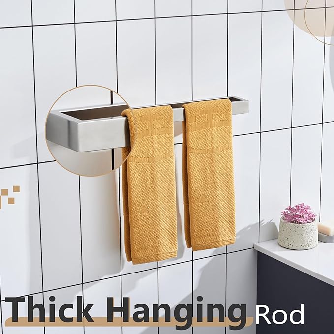 KOKOSIRI Towel Bar Brushed Nickel Bath Towel Hanger Holder 16-Inch Kitchen Rack Stainless Steel for Bathroom Hardware Wall Mount, 1 Pack B4008BR-L16