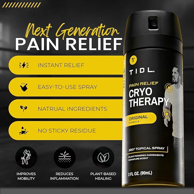 TIDL Plant Powered Cryotherapy Spray & Performance Cream Set – Post-Workout Full Body Recovery Spray (3.4oz) & Cream (3oz) – Muscle & Joint Pain Relief – Organic Plant-Based Formula