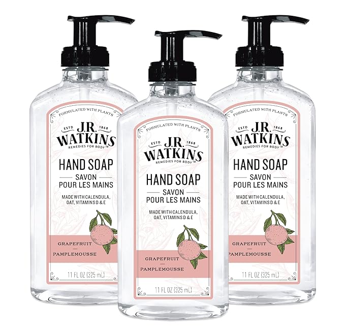 J.R. Watkins Gel Hand Soap, 3 Pack of 11 Fl Oz, Grapefruit