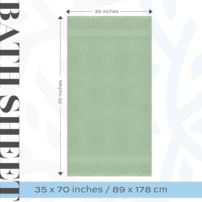 White Classic Luxury Bath Sheet Towels Extra Large | Highly Absorbent Hotel spa Collection Bathroom Towel | 35x70 Inch | 2 Pack (Green)