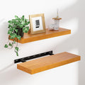Heimlove 24 inch Floating Shelves for Wall,2 Packs Natural Pine Solid Wood Floating Shelves, 8 inches Deep Wooden Shelves for Kitchen Bedroom Office & Living Room Display Wall Decor