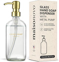 MaisoNovo Soap Dispenser 1-Piece Set | 16.9oz Clear Bottles with Gold Stainless Steel Pump
