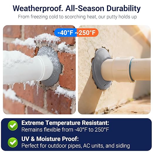 Moldable Waterproof Silicone Putty for Bathroom Wall & Pipe Gaps, Reusable & Pliable Repair Sealant (Black)