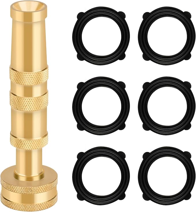 Twinkle Star High Pressure Hose Nozzle,Garden Hose Nozzle, 3/4” GHT Hose Sprayer Nozzle for Car Wash, Extra 6 Rubber Washers, 1 Pack