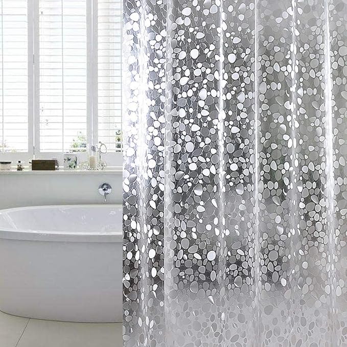 WELTRXE Extra Long Shower Curtain Liner, 72 x 84 Inch EVA Water Repellent Shower Curtain with 3 Magnets, Heavy Duty, No Smell, Chlorine Free Shower Liner for Shower Stall, Bathtubs, 12 Hooks