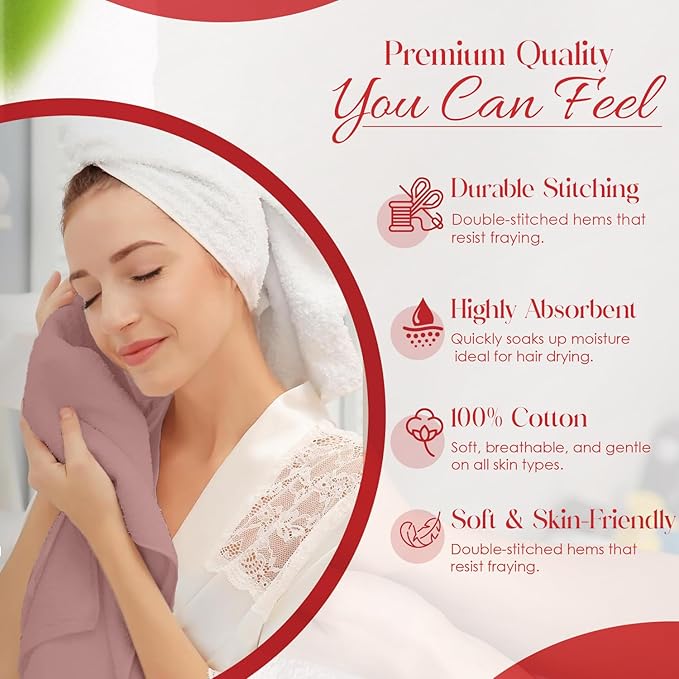 RIVERSIDE 6 Pack Premium Hand Towels Set, 16x28 inches, 100% Ring Spun Cotton, 600 GSM, Soft, Quick Dry and Highly Absorbent, Towels for Bathroom, Kitchen, Gym, Spa - Dusty Rose