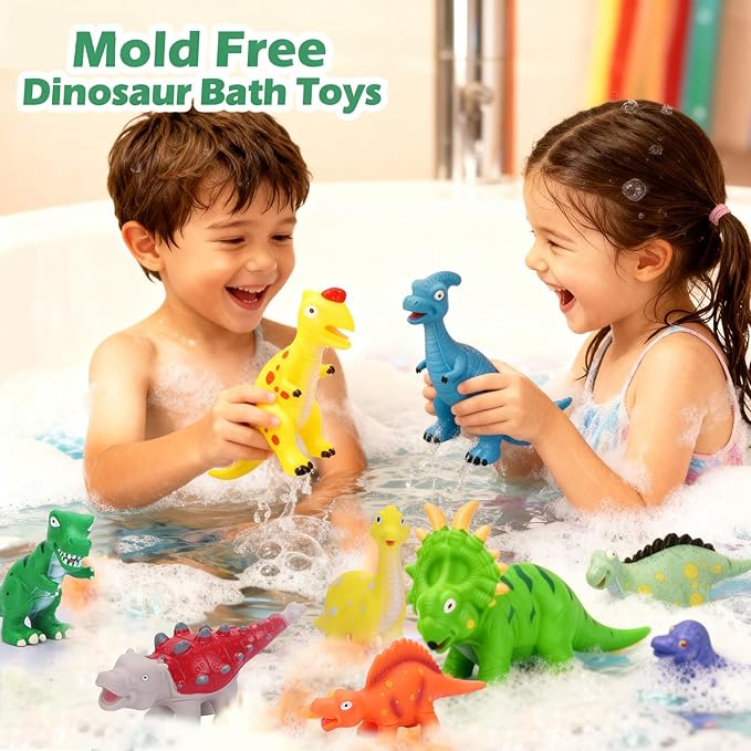Dinosaur Bath Toys for Toddler Kids: No Hole Mold Free Bathtub Toys