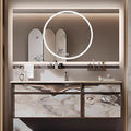 52IN Modern Bathroom Vanity with Sink - Bathroom Vanity with Drawer Organizer, LED Mirror Lights & Defogging Function | Wall - Mounted Vanity with Multifunctional Storage Rack