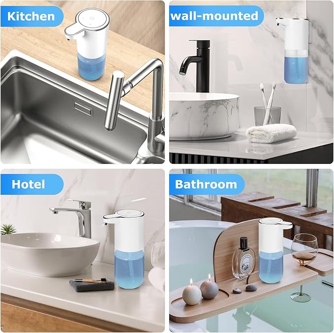 2 Pack Soap Dispenser,Automatic Liquid Soap Dispenser Touchless,13.5oz/400ml USB Rechargeabled Wall Mounted Smart Soap Dispenser for Bathroom Kitchen Set New
