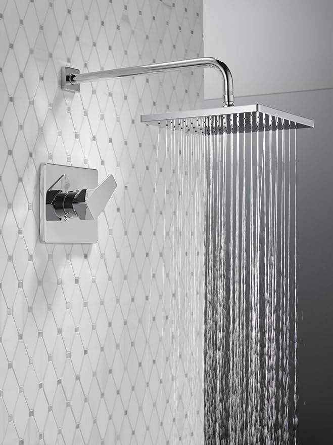 Delta Modern 14 Series Square Rain Shower Faucet Set, Brushed Nickel Shower Head and Handle Set, Valve Trim Kit, Spotshield Stainless T14268-SP-PP (Valve Not Included)